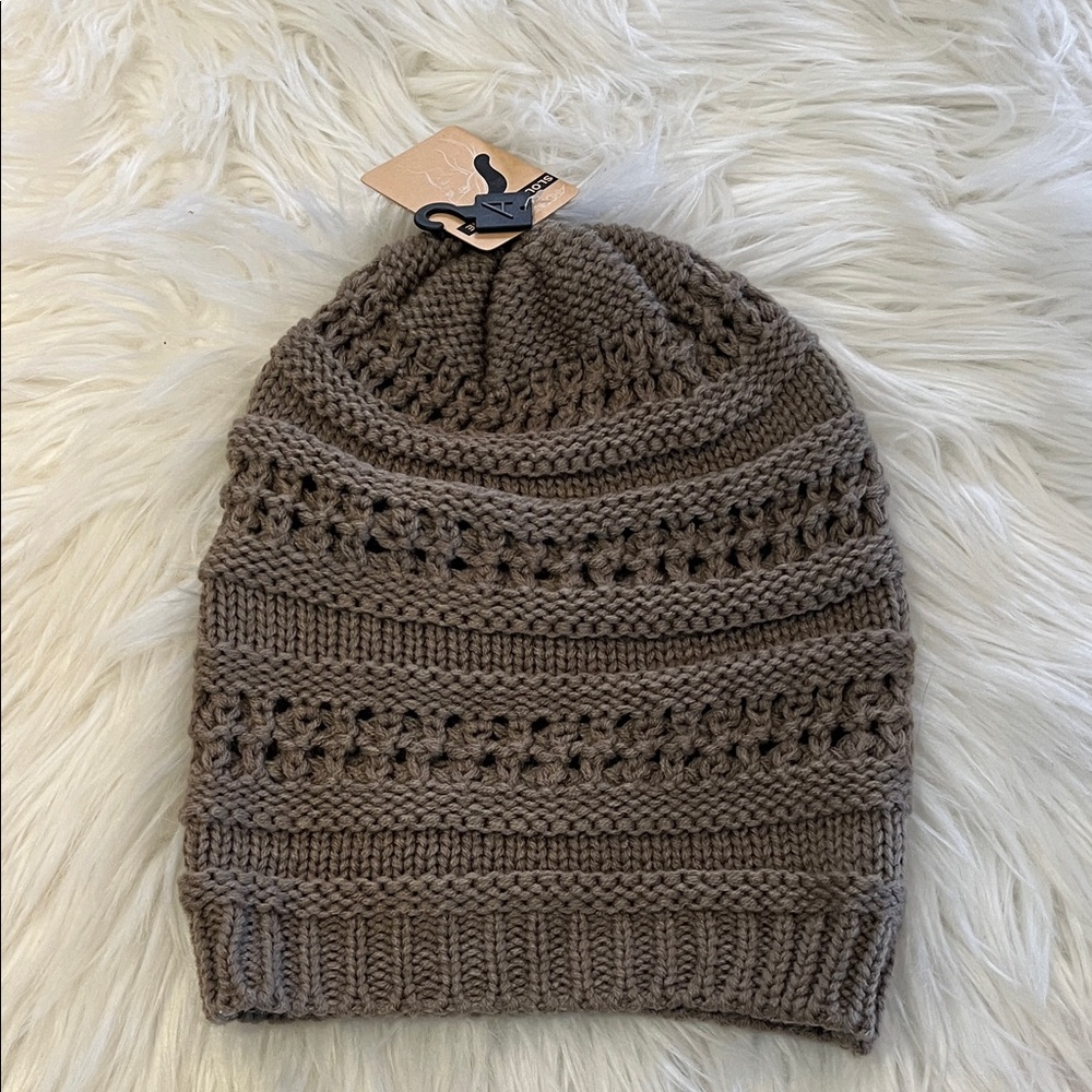 NWT Knit Beanie in Light Brown